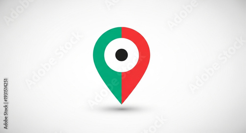Location Pin Icon with Red and Green Halves.
