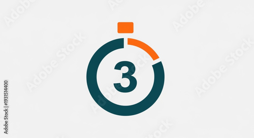 Digital timer icon with number three displayed prominently.