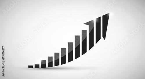 Black bar graph showing upward trend and growth.