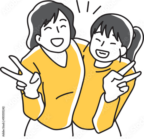 ピースする女性2人