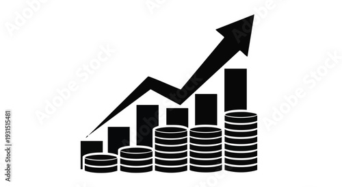 Financial Growth Chart With Coins Icon – Business Profit Increase Symbol