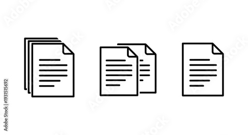 minimalist document icons set for office paperwork business administration and digital file management