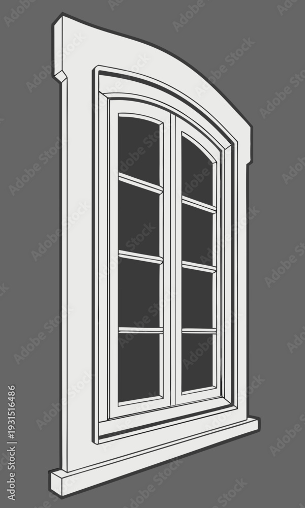 Obraz premium Arched Window Frame with Multiple Panes.