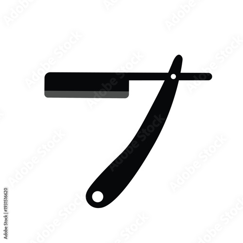Minimalist Straight Razor Icon Isolated on White Background for Barber Shop