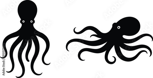 Tableau sur toile PrintBlack octopus silhouettes collection featuring upright and horizontal desig