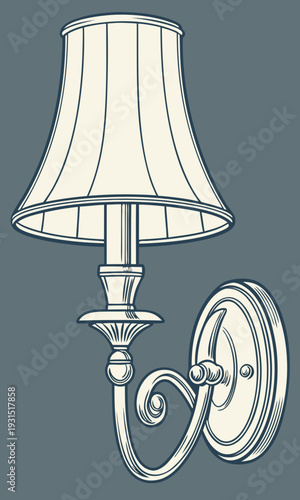 Elegant Wall Sconce with Fabric Shade Illuminates Interior Space.