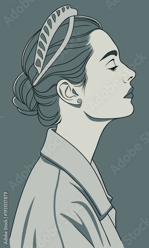 Elegant Woman Profile with Hair Accessory.