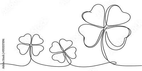 Four Leaf Clover Lucky Symbol Continuous Line Illustration