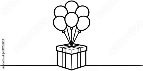 Gift Box With Balloons Celebration Surprise Concept Illustration