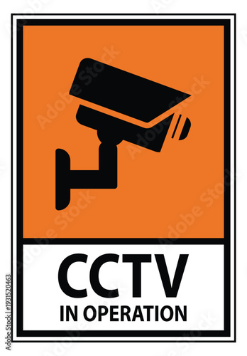 CCTV Surveillance Sign with Camera Icon in Clear Bold Design