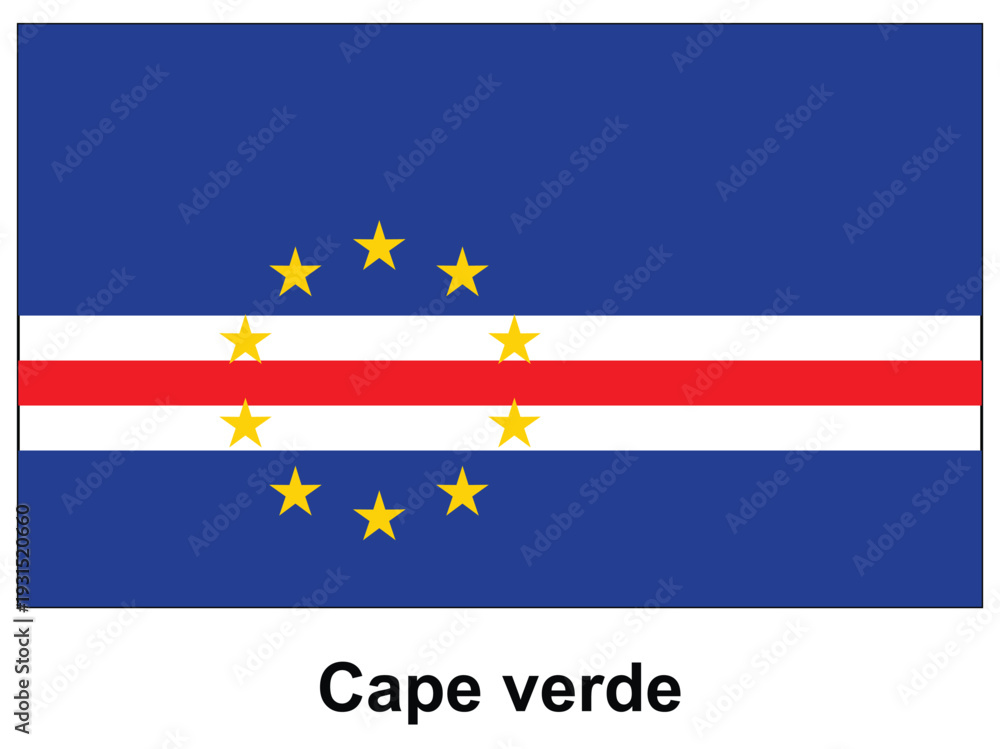 Fototapeta premium Flag of Cape Verde with Blue Background and Yellow Stars on White Stripe