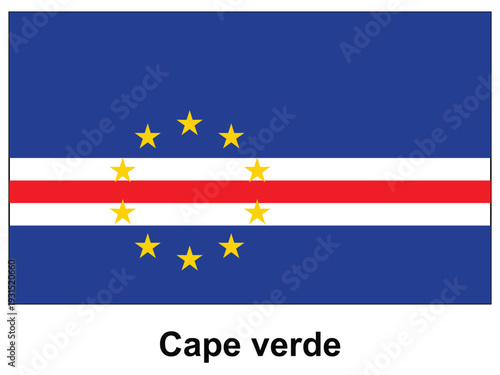 Flag of Cape Verde with Blue Background and Yellow Stars on White Stripe