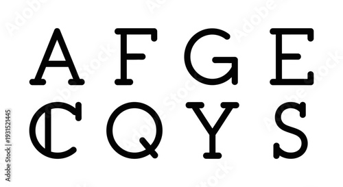 bold uppercase alphabet letters in a clean serif typeface on a white background ideal for typography and graphic design projects.