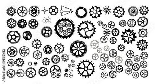 various mechanical gears cogwheels and intricate steampunk elements illustrating complex engineering industrial design and clockwork concepts.