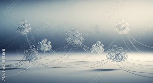 Abstract network of interconnected molecules or cells.