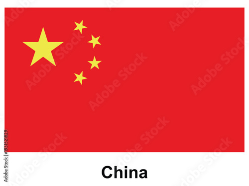 Vibrant Chinese National Flag with Bright Red Background and Yellow Stars