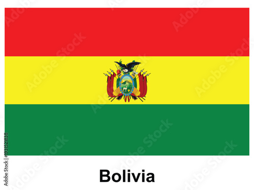 Vibrant Flag of Bolivia with Bold Colors and National Emblem Displayed