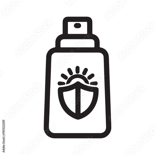 Sunscreen Spray Bottle Icon Outline Vector for Skincare Design