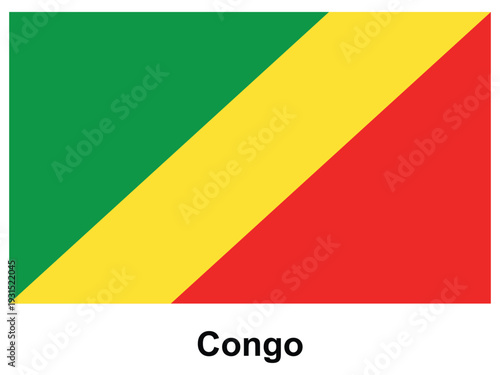 Vibrant Flag of Congo Displaying Green, Yellow and Red Diagonal Design
