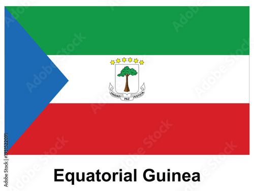 National flag of Equatorial Guinea featuring colors and emblems prominently