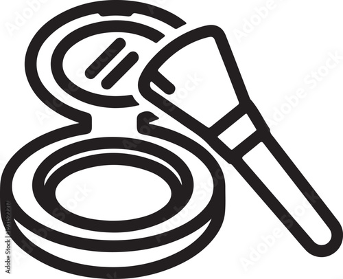 Makeup Powder Compact Icon Outline Vector for Beauty Design