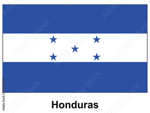 Flag of Honduras Featuring Blue Stripes and Five Stars on White Background