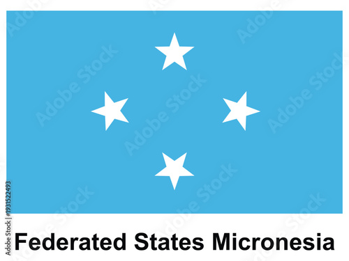 Flag of the Federated States of Micronesia Displayed on a Blue Background