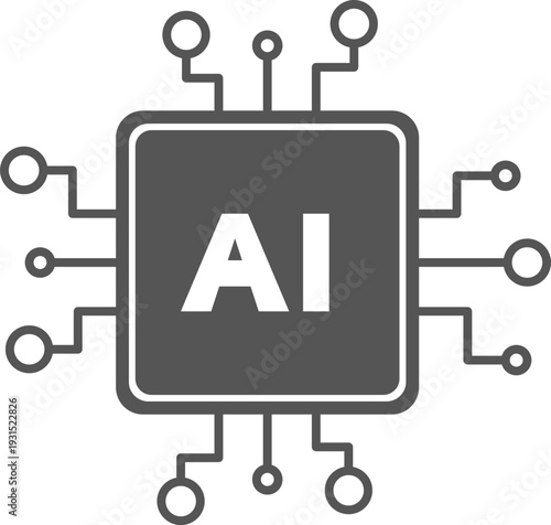 Minimalist flat design mini AI CPU vector icon for mobile applications