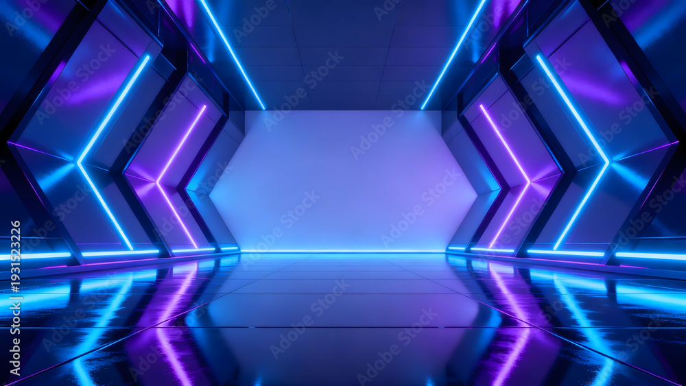 Obraz premium Futuristic neonlit corridor