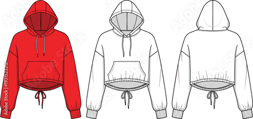 Technical fashion flat sketch of a unisex quarter zip sweatshirt mockup with ribbed cuffs and hem for clothing brand tech pack design.