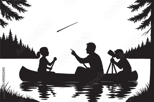 fishermen on the boat and seeing new rising moon