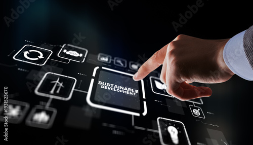 Sustainable development goals with eco-friendly architecture and green urban planning concepts