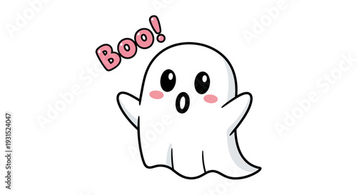 Cute Ghost "Boo!" Cartoon Character - Spooky Halloween Fun