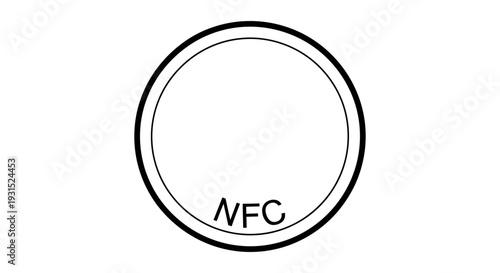 nfc symbol representing near field communication technology on a clean white background ideal for illustrating digital transactions and modern connectivity concepts.