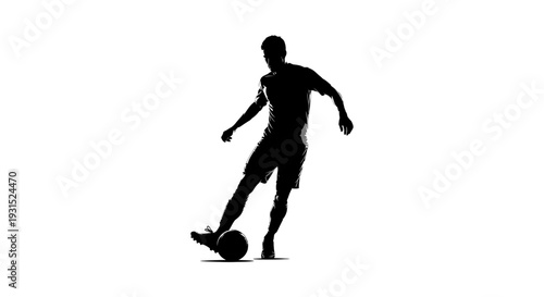 soccer player dribbling the ball with dynamic athletic action isolated on a white background ideal for sports performance.