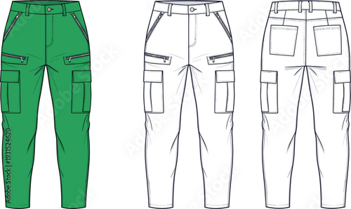 Women wide leg palazzo pants fashion technical flat sketch template featuring side slit detail and elastic waistband for garment manufacturing CAD mockup