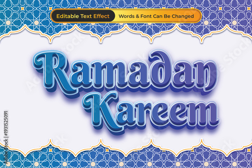 Ramadan Kareem Editable Text Effect with Islamic Pattern Background