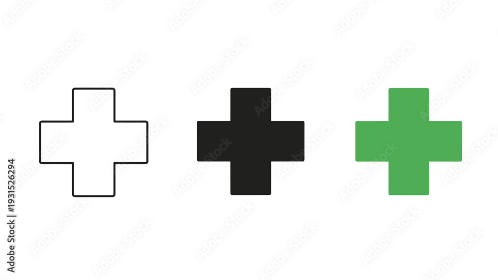 Fototapeta premium Three crosses in different colors on a white background Vector