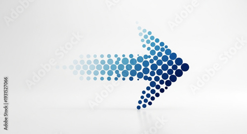 Abstract Arrow Made of Blue Dots Moving Forward.