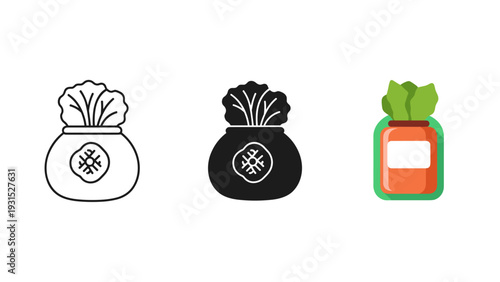 Three money bags with different colors and designs Vector