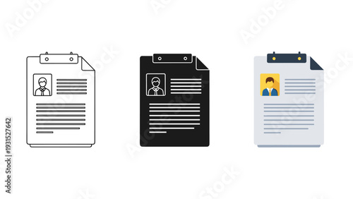 Three different resume or cv document templates Vector