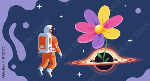 Astronaut discovers giant flower growing from black hole.