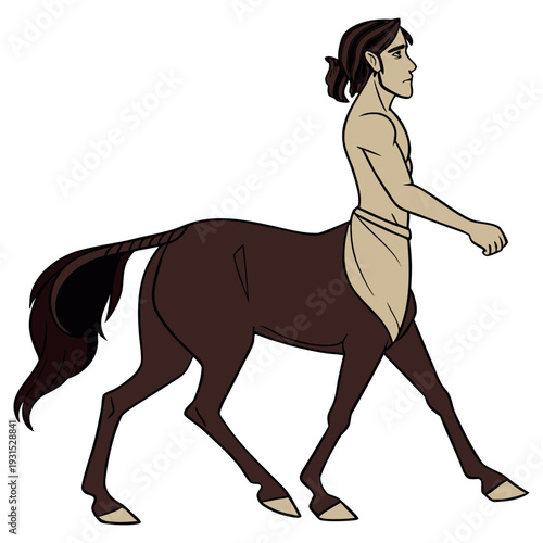 Mythical Centaur Figure: A majestic centaur strides confidently, blending the strength of a horse with the wisdom of a man. A captivating fusion of fantasy and power