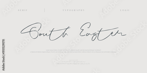 South Easter, Abstract Script Fashion font alphabet. Minimal modern urban fonts for logo, brand etc. Typography typeface uppercase lowercase and number. vector illustration
