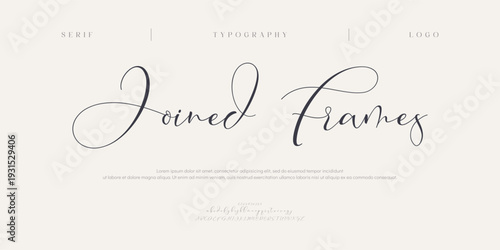 Joined Frames, Script Font, aesthetic, Uppercase Lowercase and Number. wedding font, Classic Lettering Minimal Fashion Designs. Typography modern serif fonts regular decorative vintage concept. vector
