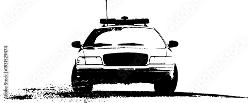 Police car light bar stencil art in high contrast abstract style for design