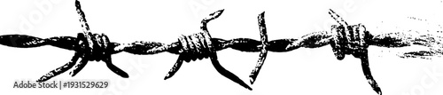 High contrast barbed wire design in stencil style for industrial themes
