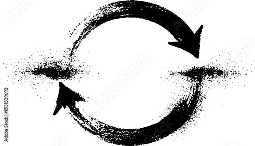 Refresh circular arrow stencil design in high contrast for abstract concepts