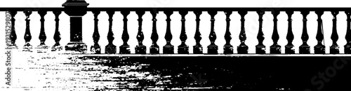 Riverside railing in high contrast stencil art style for abstract design