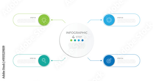 Vector infographic label design with circle infographic template design and 4 options or steps. Can be used for process diagram, presentations, workflow layout, banner, flow chart, info graph